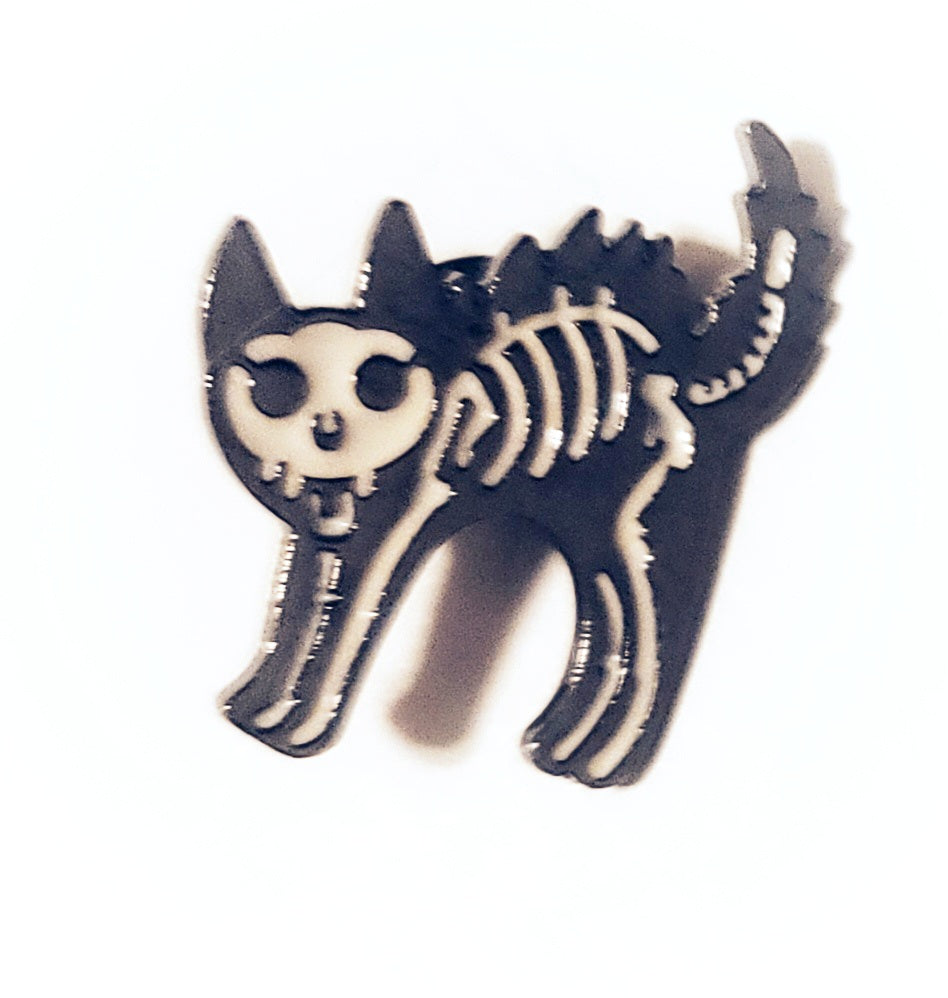 Skeleton Cat Pin
