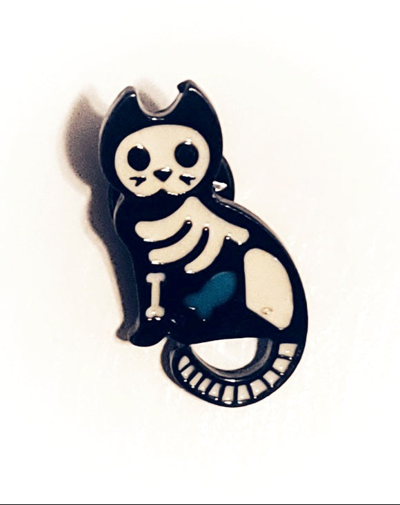 Skeleton Cat Pin